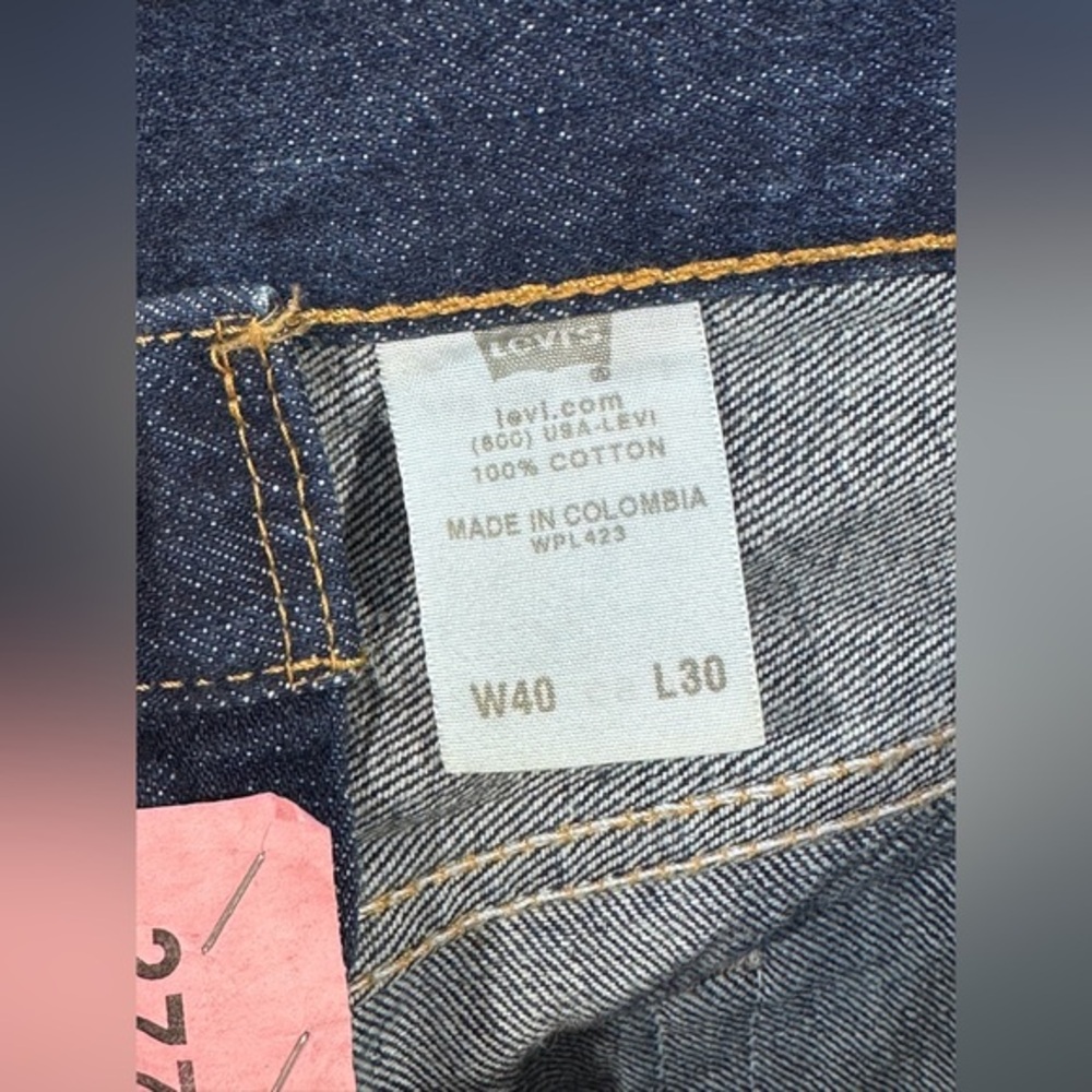Levi’s 501-0115 Men’s Jeans W40 L30 Dark Wash Button Fly Straight Leg Colombia‎ - Picture 5 of 11